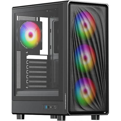 POWERBOOST PB-A5065B 650W 80+ BRONZE MESH �N PANEL 4XARGB FAN+USB3.0 GAMING ATX KASA SIYAH