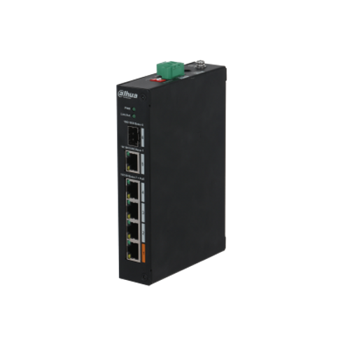 Dahua Pfs3106-4Et-60-V2 4+1 10-100 Ynetilemez 1 Sfp Endstriyel 4 Port Poe 60W