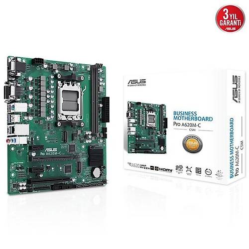 Asus Pro A620M-C-Csm Ddr5  Hdm-Dp-Dv Pce 4.0 Am5 Kurumsal Anakart