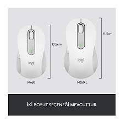 Logitech 910-006238 M650 L Signature Kablosuz Beyaz Tam Boyutlu Mouse