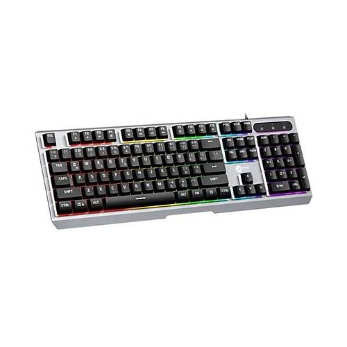 LENOVO LECOO KB121 USB Q Trk Rainbow Aydnlatmal Mekanik Hisli Metalik Gaming Klavye