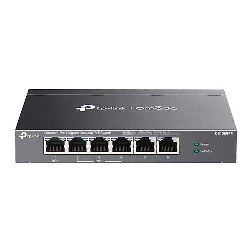 Omada Tp-Link Ds106Gpp 4 Port 10-100-1000 Poe+ Switch 2 Port Uplink �elik Kasa Rack Mount