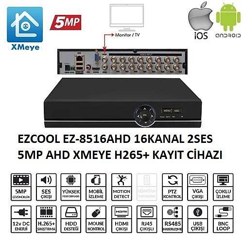 Ezcool Ez-8516Ahd 16Kanal 2Ses 5Mp 1Hdd Xmeye Xvr