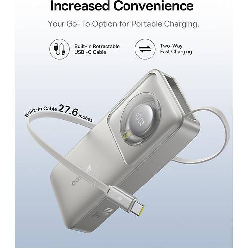 BASEUS FREE2PULL 30W 10.000MAH POWERBANK - GREY