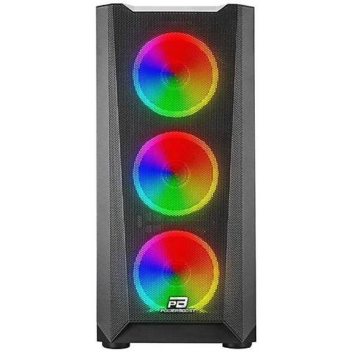 Powerboost Vk-W001B 4-Argb Fanl Gamng Md-Tower Pc Kasas  360Mm Sv Soutma Destei