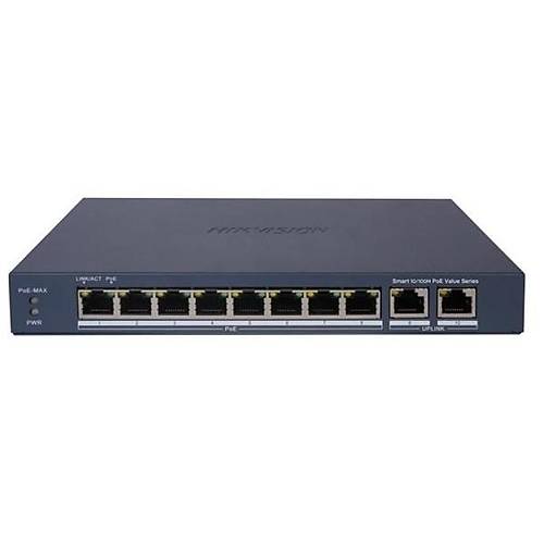 HIKVISION 8port 60w FULL PoE DS-3E1310P-EI-M 10-100 2X-UPLINK Ynetilemez Switch Metal