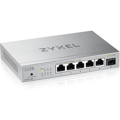 ZYXEL XMG-105 5 PORT 2.5G + 1G SFP-10G SFP+ MULTIGIGABIT METAL YONETILEMEZ DESKTOP SWITCH