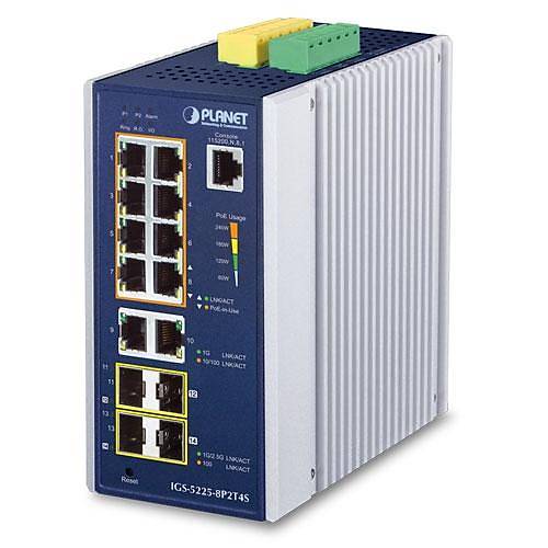 Planet Pl-Igs-5225-8P2T4S  Endstriyel Tip Ynetilebilir Gigabit Poe Switch (Industrial Managed Gigabit Poe Switch)