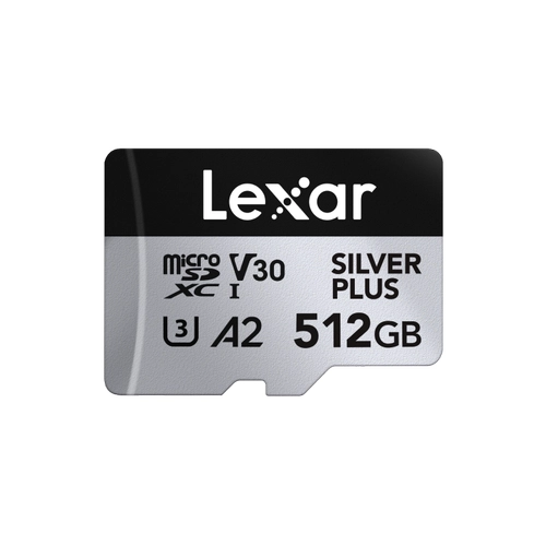 LEXAR 512GB LMSSIPL512GBNANG MICROSD HIGHPERFORMANCE SILVER PLUS MICROSDXC UHSI UP TO 205MB-S READ 150MB-S WRITE C10 A2 V30 U3 WITH ADAPTER