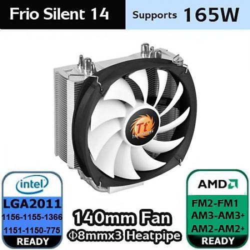 Thermaltake Frio Silent Serisi 14Cm Fanl�, Ultra Sessiz (Lnc �le), �ntel-Amd Uyumlu ��lemci So�utucu (Cl-P002-Al14Bl-B)