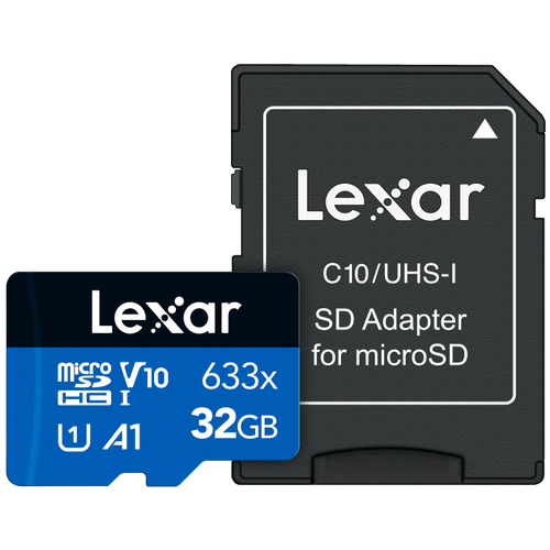 LEXAR 32GB LSDMI32GBB633A 633X M�CROSDHC UHS I WITH SD ADAPTER 100MB-S OKUMA 20MB-S YAZMA C10 A1 V10 U1