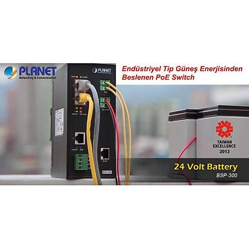 Planet Pl-Bsp-300 Endstriyel Tip Gne Enerjisinden Beslenen Ynetilebilir Poe Switch