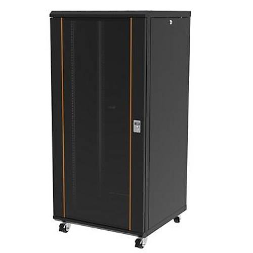 AGER 16U 600x800mm Dikili Tip Siyah Kabinet Agena AG-AN16U6080S1 Cam Kapak