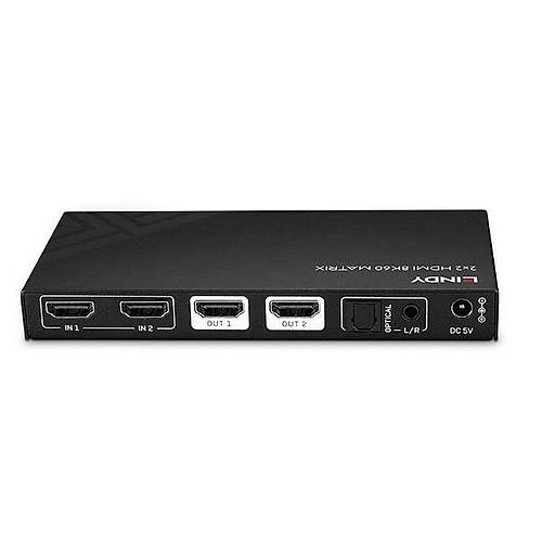 Lindy L�n-38313 2X2 Hdm� 8K60 Matrix 40Gbps, 8K@60Hz ��z�n�rl�kleri Destekler