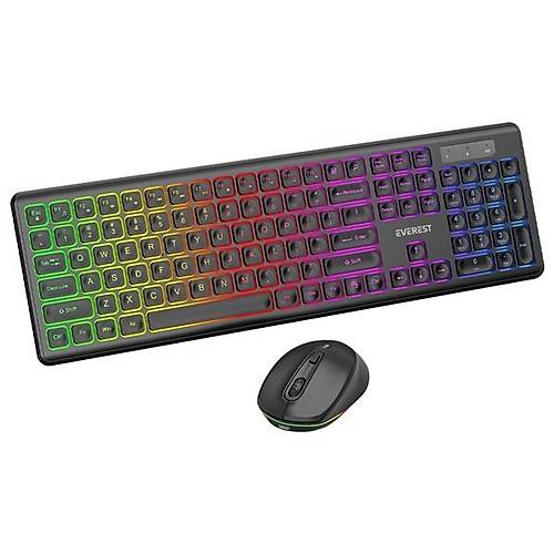 Everest KM-319BT Siyah 2.4G+BT1+BT2 �oklu Cihaz Ba�lant�l� Q Set Kablosuz Klavye + Mouse