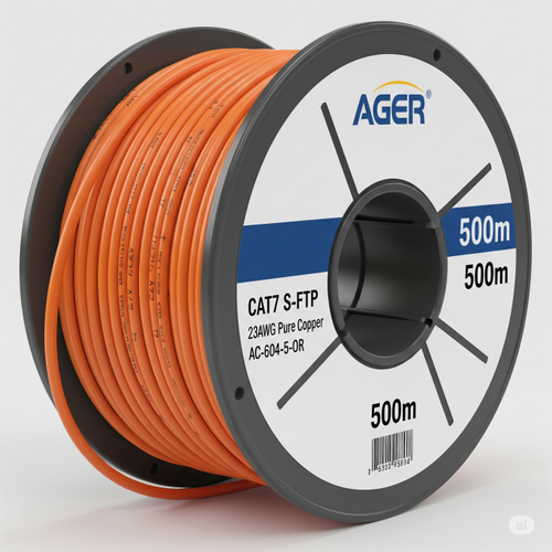 AGER CAT7 S-FTP 23-1AWG Turuncu 500m Makara Saf Bak�r Kablo 0.57mm AC-604-5-OR