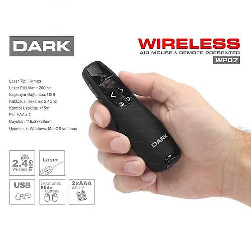 Dark Dk-Ac-Wp07 K�rm�z� Lazerli Wireless Presenter