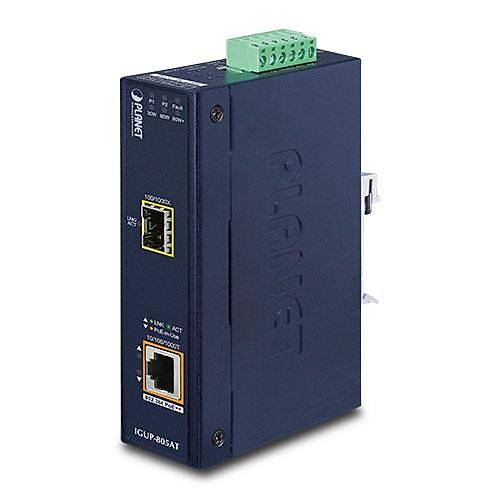 Planet Pl-Igup-805At  End�striyel 1-Port 100/1000X Sfp <-> 1-Port 10/100/1000T 802.3Bt Poe++ Media Converter