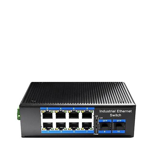 Cudy Ig1008S2P 8 Port 10-100-1000 Ynetilemez 2 Sfp (1Gb) Endstriyel Tip (-40 C-80C) (8 Port Poe+) 240W Switch