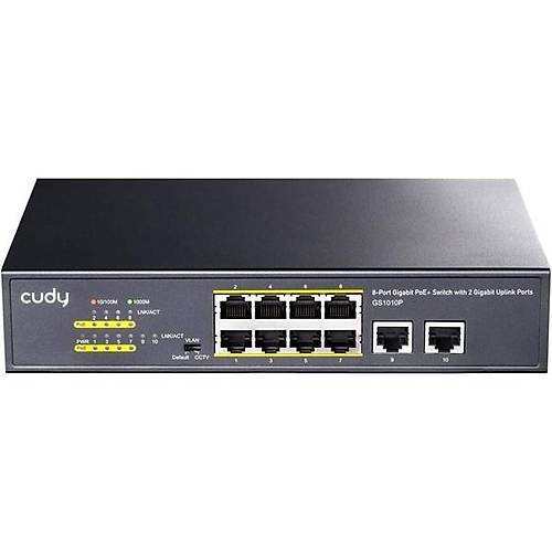Cudy 8Port Gs1010P G�gab�t 2-Upl�nk 120W Full Poe Sw�tch