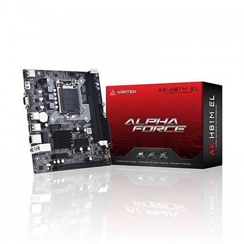 ARKTEK H81 ALPHA FORCE AK-H81M EL DDR3 HDMI PCIE 2.0 1150P mATX