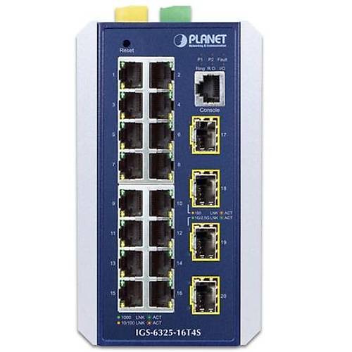 Planet PL-IGS-6325-16T4S Endstriyel L3 16 Portlu 10/100/1000T + 4 Portlu 100/1000X SFP Ynetilen Ethernet Anahtar