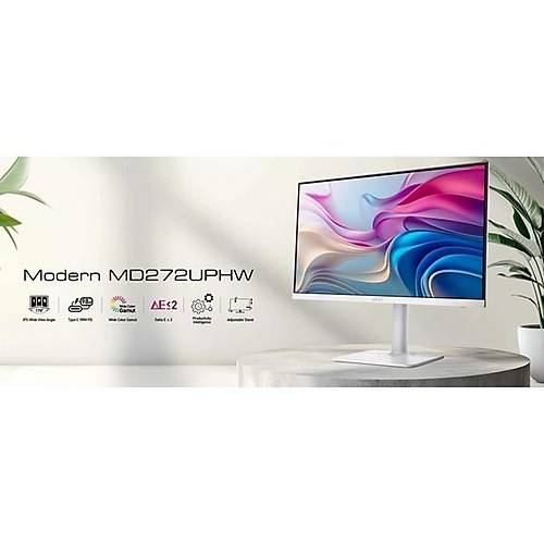 Ms� 27 Modern Md272uphw 3840X2160 (Uhd) 16:9 Flat Ips 60Hz 1Ms Adapt�ve-Sync P�vot Type-C Mon�tor