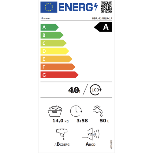 Hoover HBR 414BL9-17 A Enerji S�n�f� 14 kg 1400 Devir Wi-Fi Ba�lant�l� �ama��r Makinesi