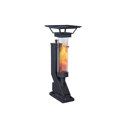 Etinova Compact �F-17 Caml� Alev Lambas� D�� Mekan Pelet Soba - Siyah