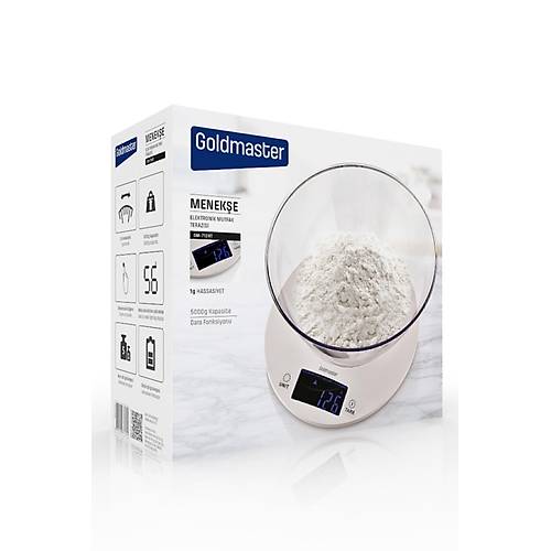 Goldmaster Meneke Geni Led Ekranl Dokunmatik Dijital Hassas 1gr-5kg Mutfak Tarts Terazisi
