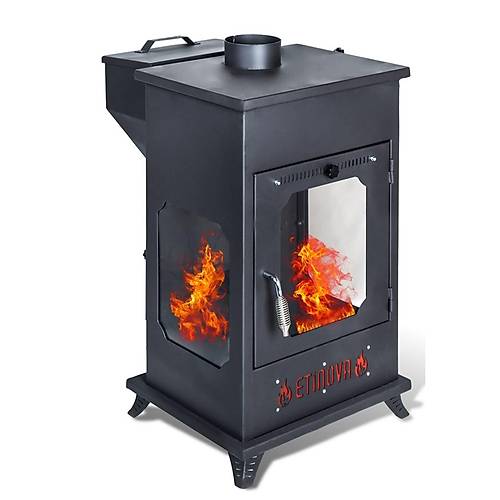 Etinova Eti-B5 B�y�k �� Taraf� Caml�  F�r�ns�z ��mine Tipi Pelet Soba