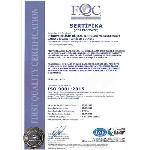 Etinova Eti-B1 B�y�k F�r�ns�z ��mine Tipi Pelet Soba