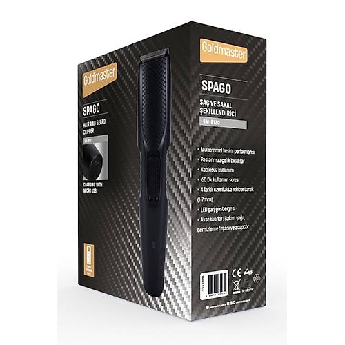 Goldmaster GM-8120 Spago Kablosuz Paslanmaz elik Micro USB arj zellikli Sa Sakal  Makinesi Tra Makinesi