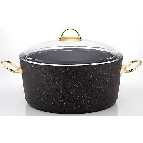 DZ �nter Life 7 Par�a  Granit Gold Kulp Tencere Seti - Siyah - Efsun Set