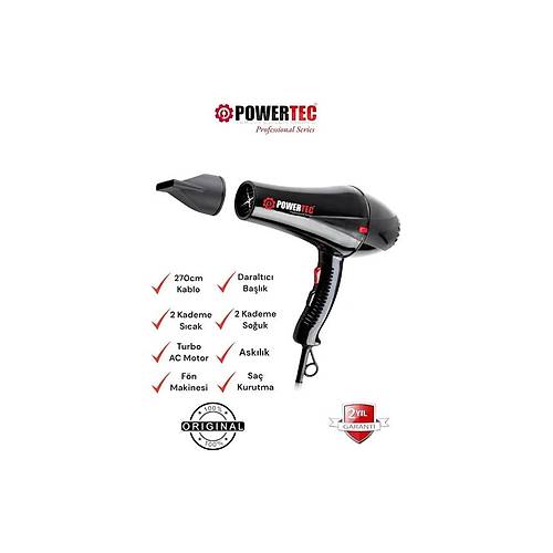 Powertec TR-901 Turbo Profesyonel 2500 W Sa Kurutma Makinesi