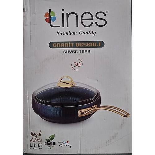 Lines Metal Gold Kulp Granit 30 Cm Gve Tava Cam Kapakl