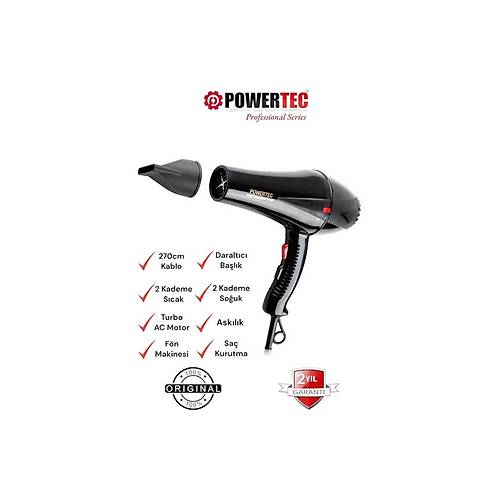 Powertec TR-901 Turbo Profesyonel 2500 W Sa Kurutma Makinesi