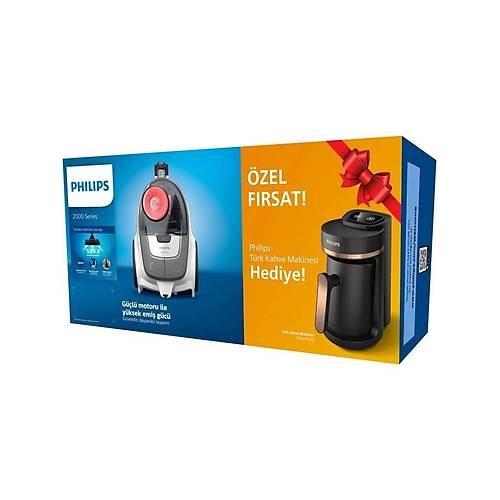 Philips XB2142/10 +HDA150/61 850 W Toz Torbas�z S�p�rge + T�rk Kahve Makinesi Siyah