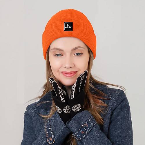 Unisex Turuncu Kışlık Bere Şapka Düz Logolu Yumuşak Triko Basic Akrilik Beanie