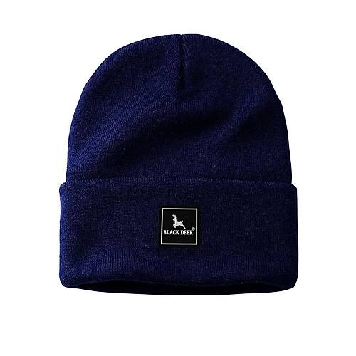 Unisex Lacivert Kışlık Bere Şapka Düz Logolu Yumuşak Triko Basic Akrilik Beanie