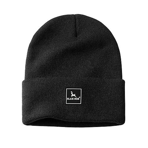 Unisex Siyah Kışlık Bere Şapka Düz Logolu Yumuşak Triko Basic Akrilik Beanie