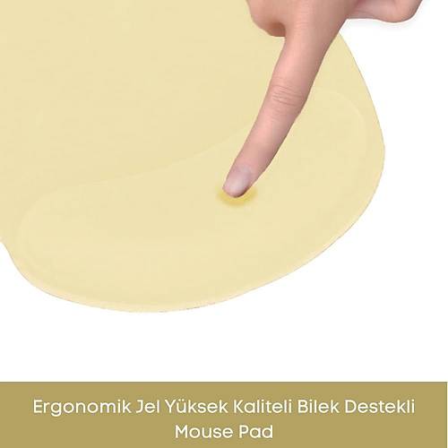 Bej Bilek Destekli Ergonomik Kaymaz Taban Mouse Pad