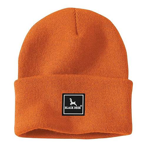 Unisex Turuncu Klk Bere apka Dz Logolu Yumuak Triko Basic Akrilik Beanie