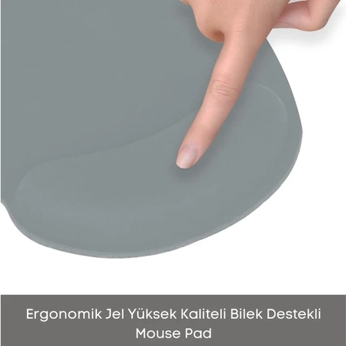 Buz Mavisi Bilek Destekli Ergonomik Jel Kaymaz Taban Mouse Pad