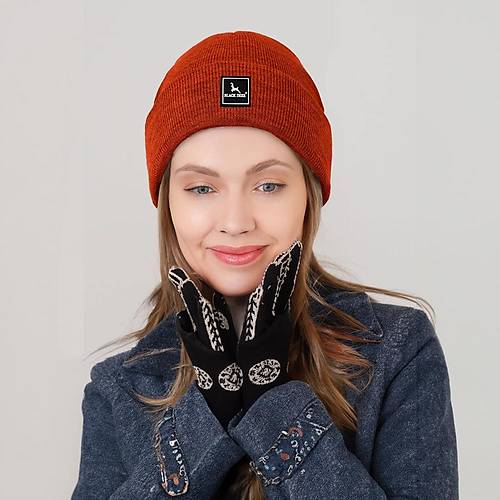 Unisex Kiremit Kışlık Bere Şapka Düz Logolu Yumuşak Triko Basic Akrilik Beanie