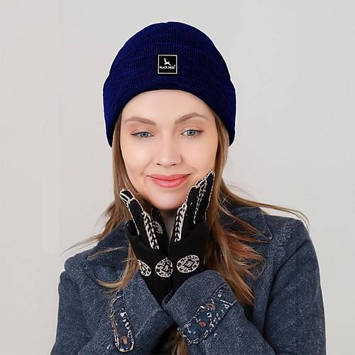 Unisex Lacivert Klk Bere apka Dz Logolu Yumuak Triko Basic Akrilik Beanie