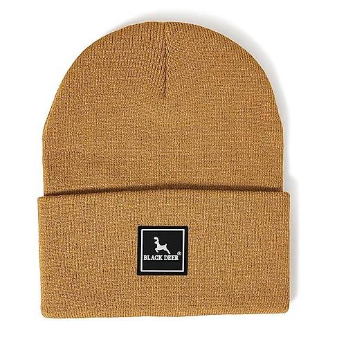 Unisex Stl Kahve Klk Bere apka Dz Logolu Yumuak Triko Basic Akrilik Beanie