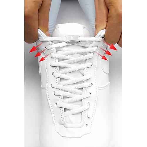 Tak Bırak Lastikli Beyaz Ayakkabı Bağcığı Bağlanmayan Akıllı Bağcık