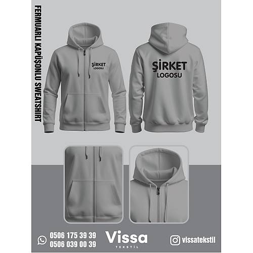 3 �PL�K �ARDONLU KAP��ONLU FERMUARLI SWEAT