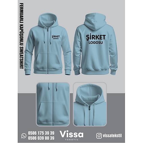 3 �PL�K �ARDONLU KAP��ONLU FERMUARLI SWEAT